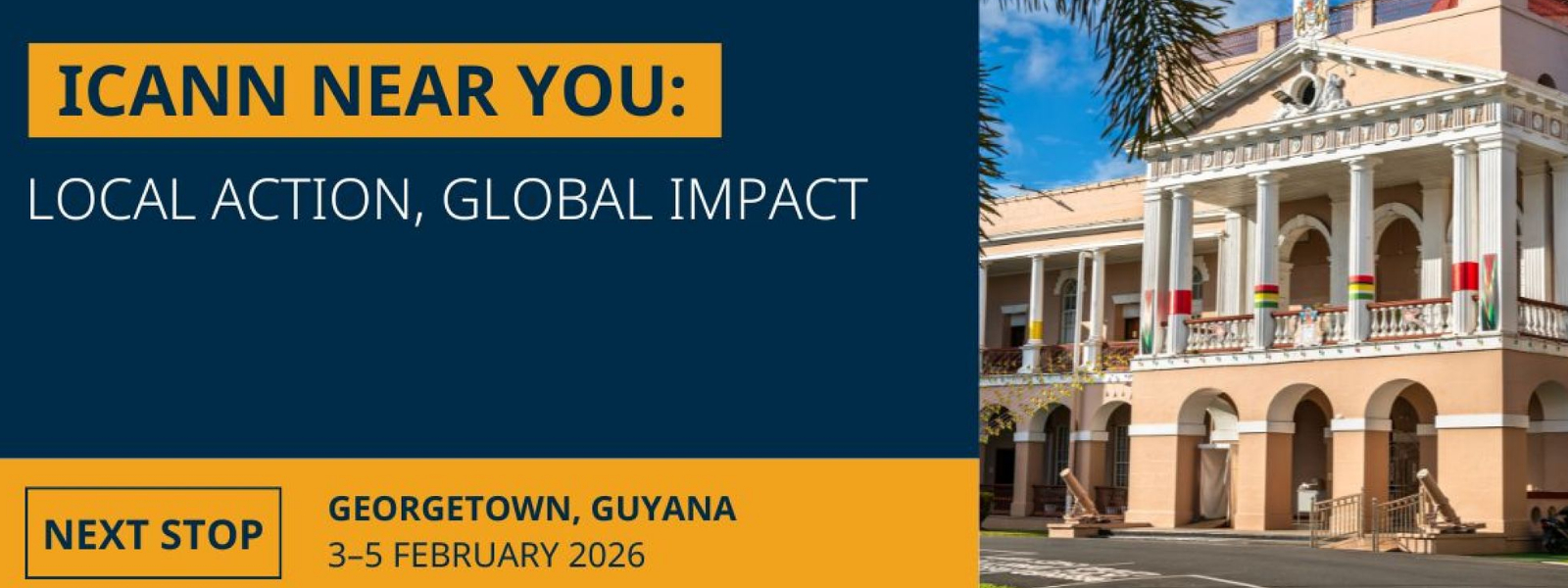 Placa de invitación al evento de ICANN NEAR YOU en guyana